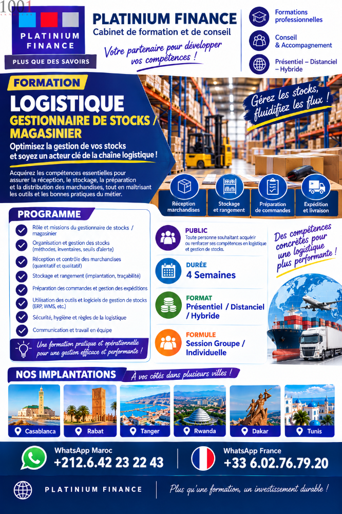 Formation Métier - LOGISTIQUE – GESTIONNAIRE DE STOCK – MAGASINIER